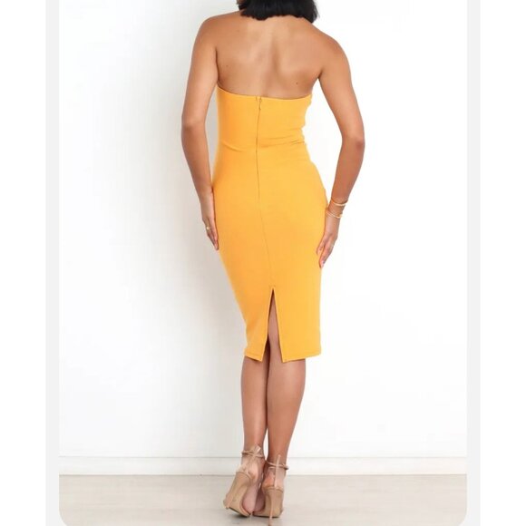 Petal and Pup Womens Whitehaven Orange Strapless Dress Midi Bodycon size 2 - Picture 2 of 14
